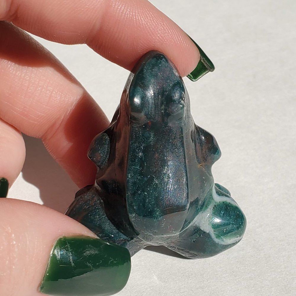 Green Ocean Jasper Frog Carving